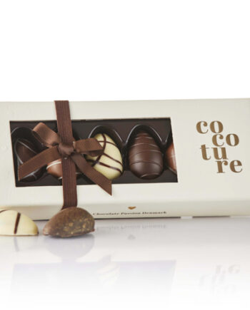 Mix af marcipanæg og chokoladeæg i Cocoture æske - 75g