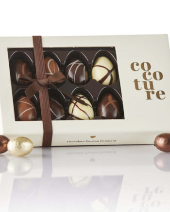 Mix af fyldte chokoladeæg & nye fyldte folieæg i hvid Cocoture æske - 152g