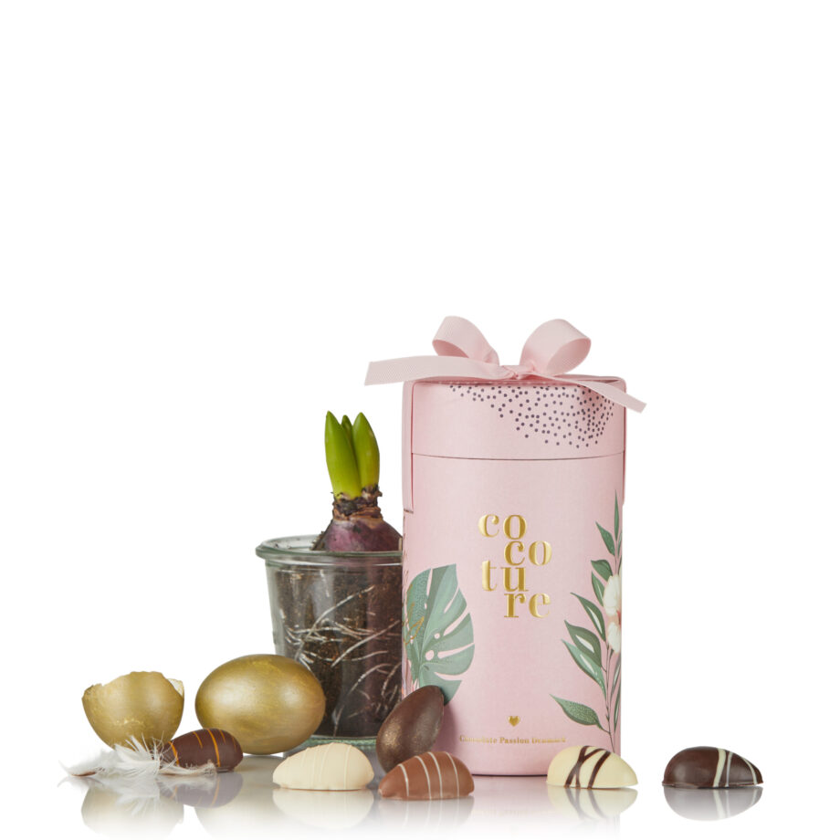 Marcipanæg og fyldte chokoladeæg i Cocoture gaverør - 255g