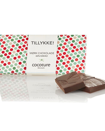 'Tillykke'-gave - Mørk Cocoture chokoladeplade med hilsen