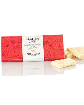 'Elsker dig'-gave - Cocoture hvid-chokoladeplade med hilsen