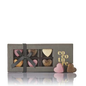 Fyldte chokoladehjerter i Cocoture æske - 72g