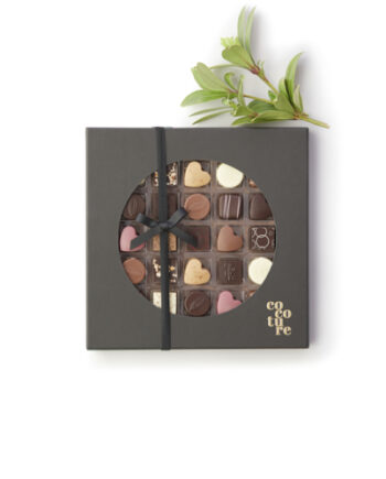 25 stykker fyldte chokolader i sort Cocoture æske