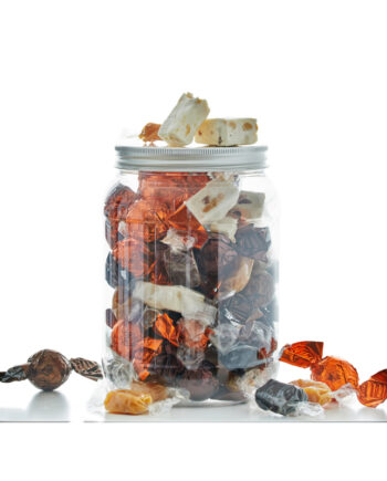 Mix af fyldte chokoladekugler, fransk nougat & karamelmix - 500 g
