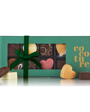 Chokoladeæske med 9 stk. fyldte chokolader fra Cocoture