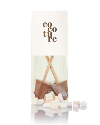 Varm chokolade med skumfiduser: 2 x Cocoture chokosticks