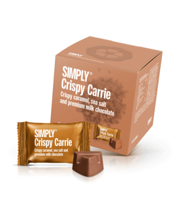 Simply® Crispy Carrie - Cube med bites | Knasende karamel, havsalt og premium mælkechokolade