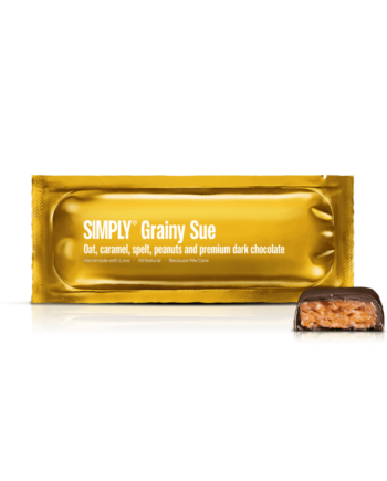 Simply® Grainy Sue | Havre, spelt, peanuts, karamel og premium mørk chokolade