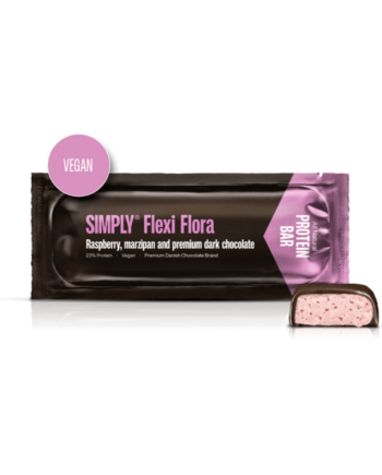 Simply® Flexi Flora Proteinbar | Hindbær, marcipan og premium mørk chokolade