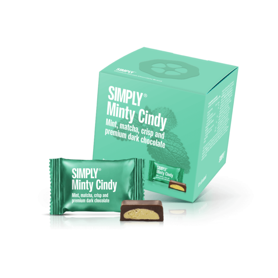 Simply® Minty Cindy - Cube med bites | Mint, matcha the, crisp og premium mørk chokolade