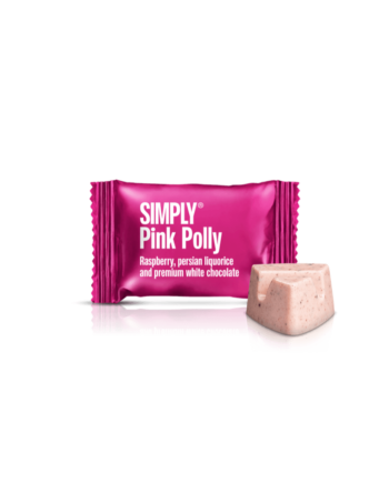 Simply® Pink Polly - 75 Bites | Hindbær, persisk lakrids og premium hvid chokolade