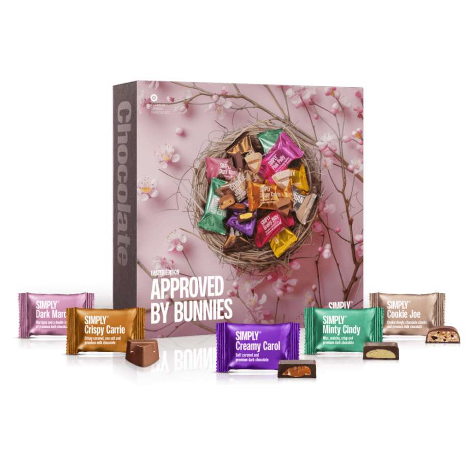 Approved By Bunnies - Premium Box | Eksklusiv påskeæske med 50 stk. mix chokoladebites
