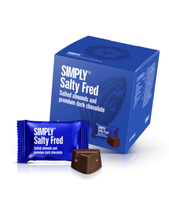 Simply® Salty Fred - Cube med bites | Saltede, ristede mandler med premium mørk chokolade